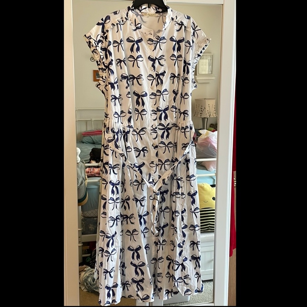 EShakti bow print cotton dress 2X 3X